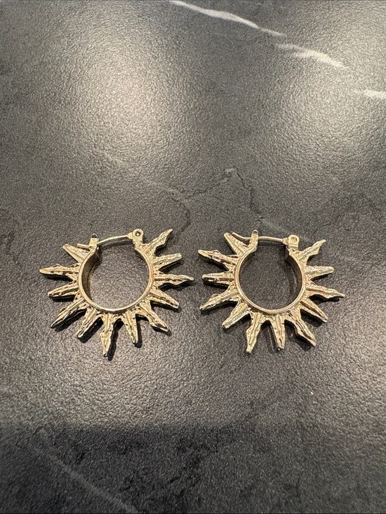 Jewelry - Gold Sunburst Hoop Earrings - Women Jewelry